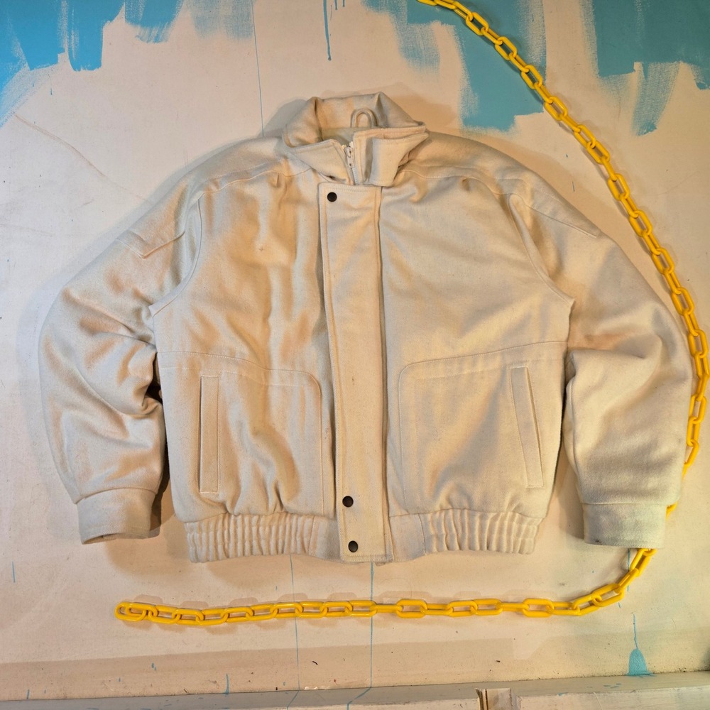 Vintage Explorer Wool Mens XL Jacket Cream Snap Retro 80s Fishermancore Neutral‎